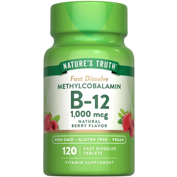 B12 Vitamin Sublingual Tablets | 1000 mcg | 120 Count | Vegetarian, Non-GMO & Gluten Free | Nature's Truth