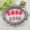 Square Press on Nails Short Fake Nails with Colorful Flower Designs Orange Red Nails Press ons Glossy Glue on Nails Acrylic False Nails Full Cover Stick on Nails for Women 24Pcs