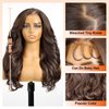 KOME Natural Brown 5×5 Synthetic Lace Front Wig,Body Wave Pre Plucked Ready to Wear Wigs,HD Glueless Lace Front Wigs for Women,Shoulder Length Fiber & Remy Human Hair Blend,Daily Use Hair Wig 22inch