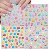 Cute Nail Art Stickers Decals 5D Jelly Beans Nail Decals Embossed Fondant Gum Nail Art Supplies Colorful Line Letter Fried Eggs Design Nail Stickers Self-Adhesive Water Drop Star Nail Art Decals 4PCS