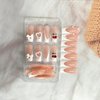 3D Cherry Bow Pearl Fake Nails White French Tip Press on Nails Extra Long Square False Nails with Design Glossy Full Cover Artificial Nails Reusable Stick on Nails Glue on Nails for Women Nail Art