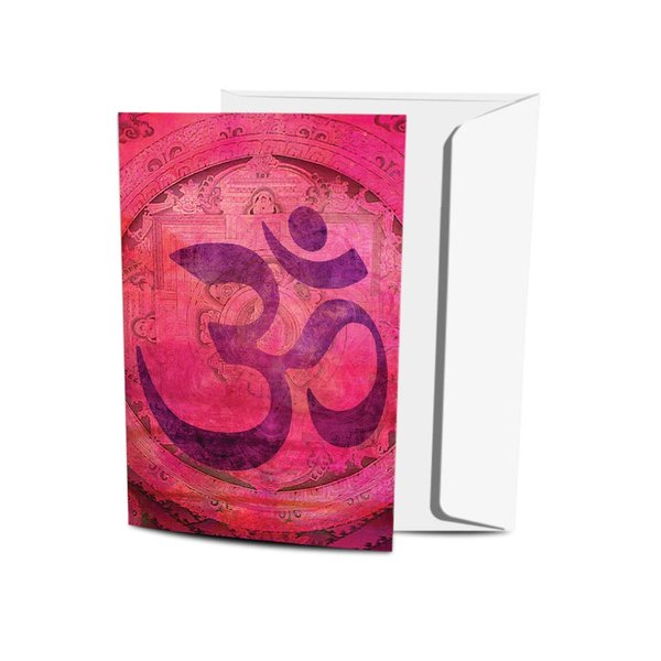 Tree-Free Greetings Eco-Friendly Buddha-Themed Notecard Set with Envelopes, Made in The USA with 100% Recycled Paper in a Solar Powered Facility, Pink Om, Pack of 12 (FS56148)