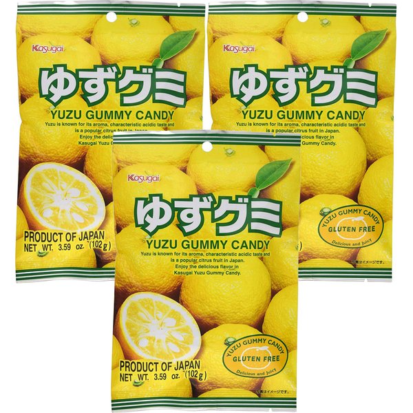 Kasugai Yuzu Gummy Candy 3.59oz (3 Pack)