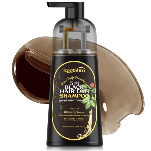 Black Hair Dye Shampoo 3 in 1 Gray Hair Coverage in Minutes Natural Herbal Ingredients Hair Color Shampoo Ammonia Free Perfect for Men Women All Color Treated Hair Types 500mL