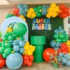 MOMO RUCCI 144Pcs Red Blue Yellow Green Balloon Arch Garland Kit,with Star Foil Balloon Double Stuffed Red Blue Balloons for Super Bro Carnival Themed Birthday Party Decorations Video Game Baby Shower