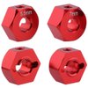 Hobbypark Aluminum 12mm Hex Wheel Hubs for Traxxas 1/10 2WD Slash, Rustler, Stampede,Hop-ups Replacement of Part 1654 3654 (4pcs) (Red)
