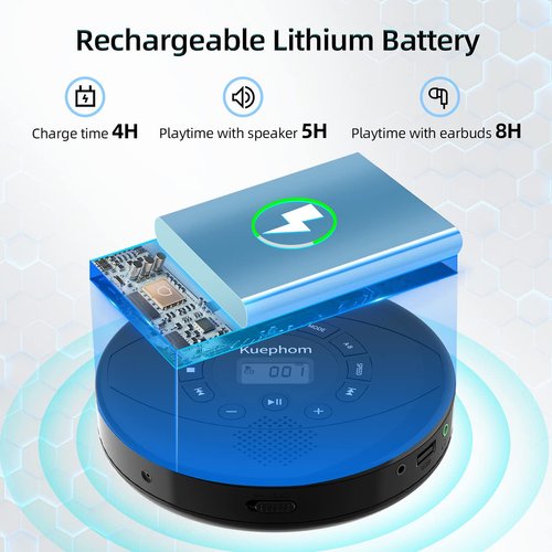 CD player portable,Discman rechargeable,Walkman CD player with speaker,Portable cd player with headphones,CD-R,MP3 USB playable,Anti skip CD playing for car,suitable for personal or multi-users,Black