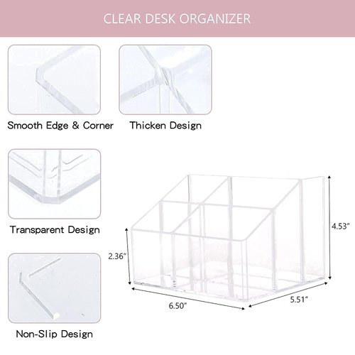 Yesesion Clear Pen Holder, Pen Organizer for Desk, Pencil Cup for Home Office, School Supplies, Art Stationery, Desktop Storage and Accessorizes for Card, Marker, Remote Control