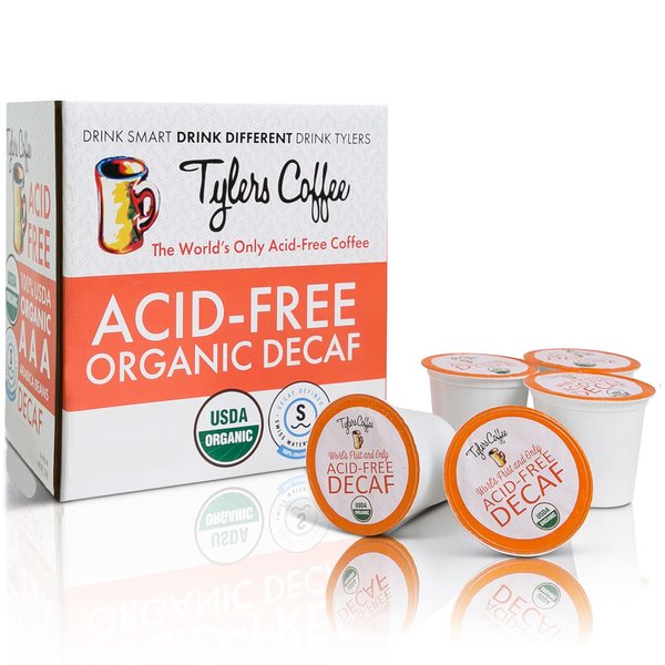 Tyler's Coffee No Acid Coffee Pods - 16 Pods of Caffeinated Coffee Beans - Natural Acid Free Coffee Made With 100% Arabica Beans