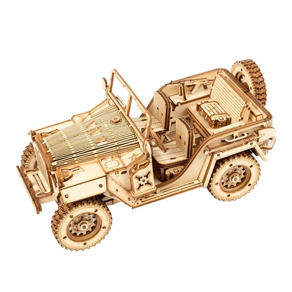 RoWood Model car Kit to Build, 3D Wooden Puzzle for Adults & Teens, DIY Scale Mechanical Vehicle Model Craft Kits - Army SUV