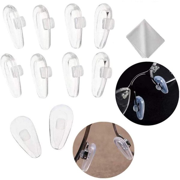 Push-in Eyeglass Nose Pads,BEHLINE Soft Silicone Air Cushion Glasses Replacement Nosepad,14mm Air Chamber/Air Bag/Nose Piece,Anti-slip Nose Bridge Pads for Eye Glasses Sunglasses(Clear,5 Pairs)