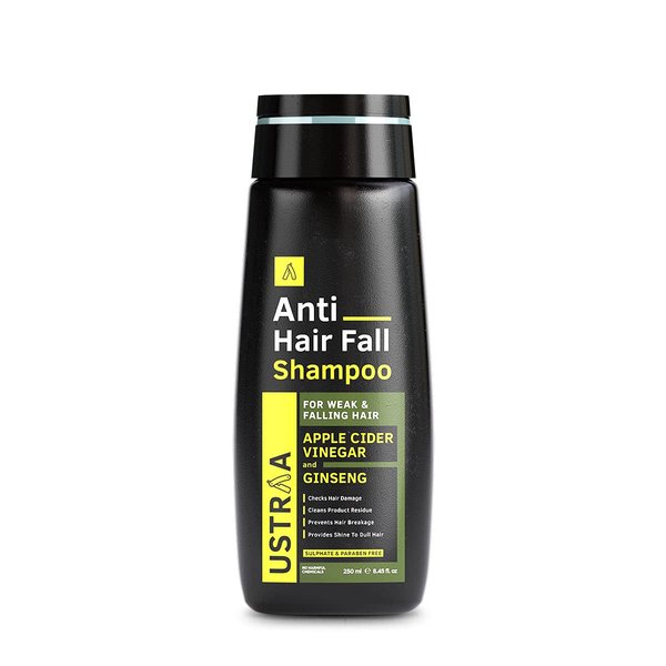 Ustraa Anti Hair Fall Shampoo with Apple Cider Vinegar - Prevents Hair Fall, Strengthens Weak & Falling Hair and Adds Shine & Lusture to Hair - Sulphate & Paraben Free - 6.76 oz