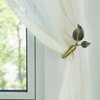 HIKMLK Leaf Shaped Curtain Holdbacks 2pcs, Handmade Metal Curtain Side Holders for Wall, Antique Bronze Brass Curtain Tieback Hook Pull Backs for Drapes Window Home Decoration