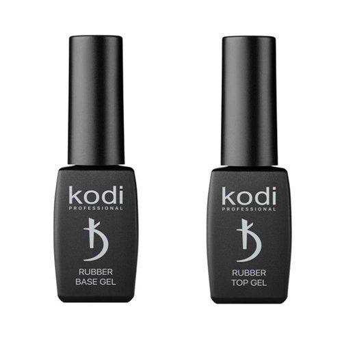 Kodi Professional BEST SET 2in1 Rubber BASE 8ml. (0.27oz) + Rubber TOP 8ml. (0.27oz) Gel LED/UV Nail Polish Coat Soak Off Original