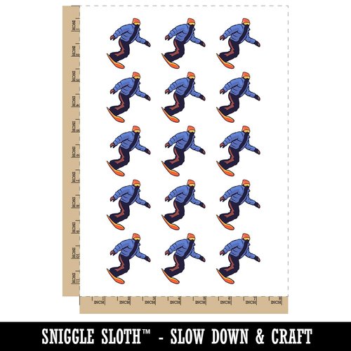Snowboarder Carve Snow Temporary Tattoo Water Resistant Fake Body Art Set Collection - 15 2" Tattoos (1 Sheet)