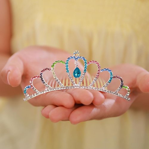 JWICOS Small Princess Comb Mini Silver Crystal Hair Comb Rhinestone Hair Accessories Comb Headband Decorations for Women and Girls (multi-colored)