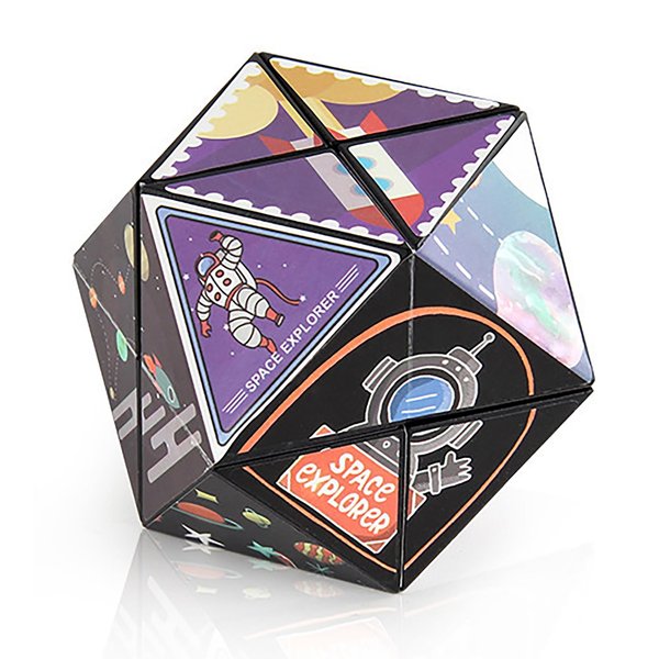 Magic Cube 2 in 1 Set Puzzle Brain Teasers Toy Geometric Brain Teaser Puzzles Geometry 3D Logic IQ Games Puzzle Cubes for Kids and Adults (Space)