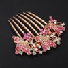 Chargances Butterfly Luxury Crystal Hair Comb Boho Shiny Flower Hair Comb Bridal Wedding Pink Rhinestone Hair Side Combs Hair Accessories Headpiece for Women and Girls (Pink)