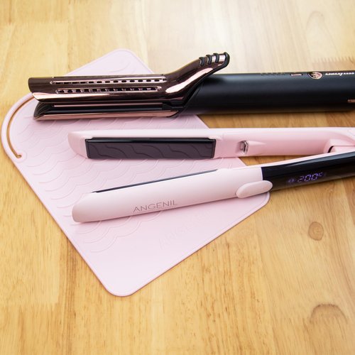 ANGENIL Flat Iron Heat Resistant Silicone Mat for Curling Iron Hair Tools, Travel Case Heat Resistant Hot Tool Mat, Hair Straightener Heat Pad Curling Iron Sleeve for Counter Size 9" x 6.5"