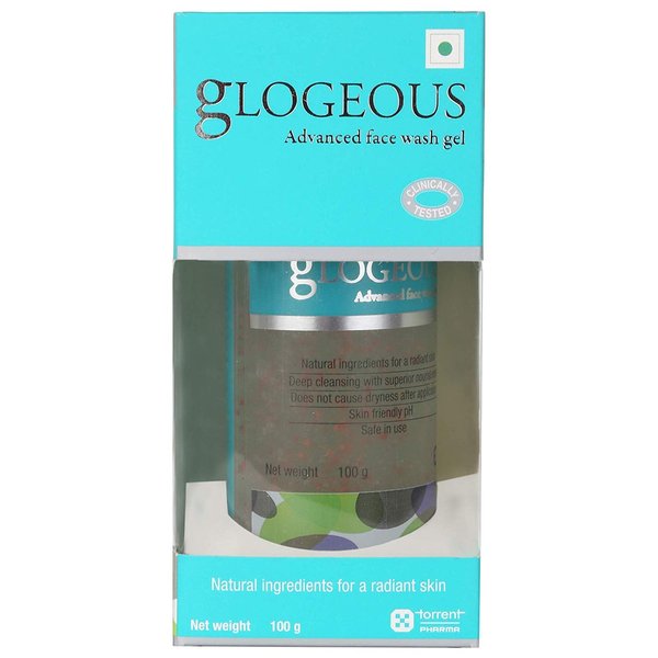 GLOGEOUS FACE WASH 100GM GEL Aloe Vera Glycolic Acid Vitamin E