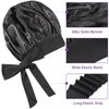 2Pcs Satin Bonnet for Black Women,Satin Hair Tie Bonnet,Jumbo Curly Hair Silky Bonnet,Soft Head Scarf Wrap Hair Bonnet with Tie Band,Adjustable Braids Bonnet Sleep Cap for Long Curly Hair(Black&Khaki)