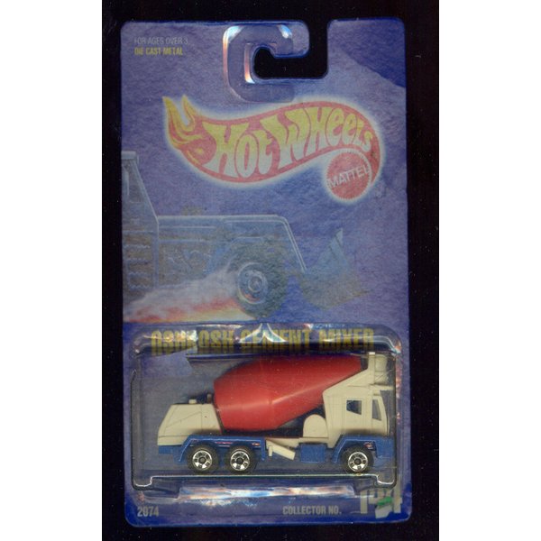 Hot Wheels 1991-144 Oshkosh Cement Mixer All Blue Card 1:64 Scale