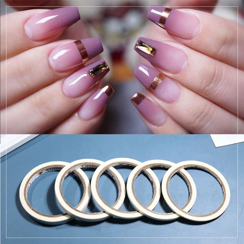 5 Pcs Nail Art Tips Guide Tapes Striping Line Sticker, 0.5cm Nail Art Adhesive Tapes Stickers, Strong Sticky Glue Tape Creative DIY Design Nail Sticker French Style Manicure Tool
