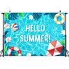 Sensfun Hello Summer Pool Party Backdrop Tropical Swimming Ring Balls Hawaiian Birthday Photography Background Boy Girls Baby Shower Party Supplies Aloha Luau Decorations Banner Photobooth Props 7x5ft
