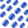 Short Square Press on Nails SWEKKE Petite Fake Nails Blue Full Cover False Nails with Nail Glue Royal Blue Solid Color Glossy Glue on Nails Stick on Nails Acrylic Nails Artificial Nails for Women Girls 24Pcs