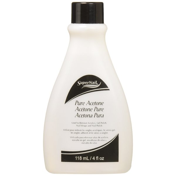 SuperNail Pure Acetone, 4 Fl Oz Nail Polisher Remover, Lightly Scented