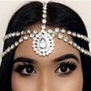 Rumtock Wedding Bridal Teardrop Beads Silver Forehead Head Chain with Bobby Pins Women Girls Exotic Hair Jewelry