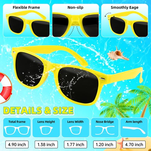 OCTERIC 24 Pcs Kids Sunglasses Bulk, Party Favors for Boys and Girls Age 3-8, Neon Sunglasses with UV400 Protection for Summer Beach Pool Party Birthday Graduation Classroom Prize Goody Bag Stuffers