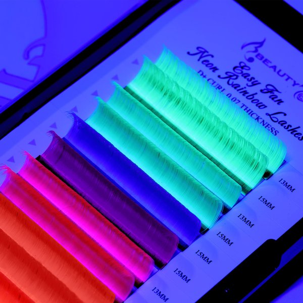 Beauty7 Colored Lash Extension Easy Fan Neon Rainbow Lashes 7 Colors Volumn Lashes Ombre Lash Extensions Self Fanning D+ Curl 0.07mm 13mm 15mm Dramatic Eyelashes