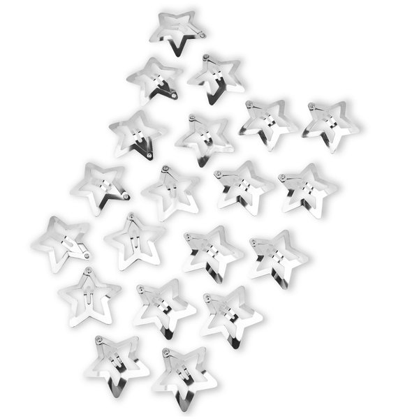 Aitxpaotn Star Hair Clips, 20 Pcs 1.25 inches Silver Star Hair Clips, Snap Star Hair Barrettes Cute Metal Hair Clips Accessories, Y2K Hair Clips Rave Accessories Non-Slip Star Clips for Girls Women