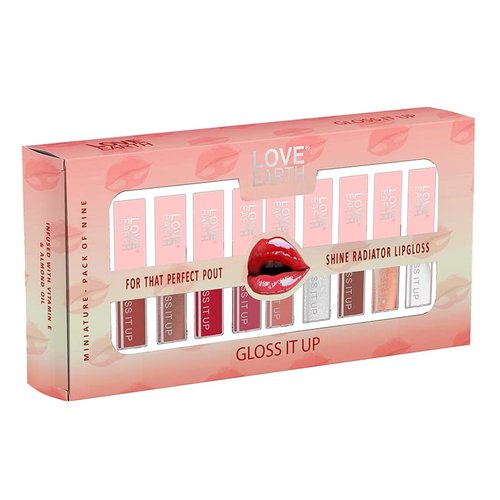 Love Earth Liquid Lip Gloss Pack Of 9 For Soft & Dewy Lips Enriched With Vitamin E & Almond Oil Lip Color For Glossy Look |Lightweight Non Sticky Lip Shiner For Moisturizing Lips, 2ml Each, Multicolor