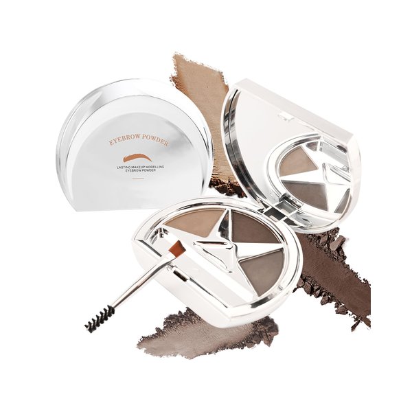 Eyebrow Powder Makeup,3 Colors Eye Brow Powder Palette Waterproof Long Lasting, Grey Brown Series Eyebrow Filler,Brow Contour Eyeshadow Palette for Natural-Looking Brows with Brow Brush Comb Mirror-02