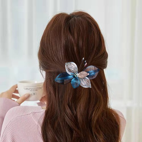 Mistofu Hair Barrettes Clips For Women - 2Pcs Copper Wire Hand-woven High-level design Barrettes Elegant Hair Accessories, Barrettes for Women Thick Hair - Gifts for Women Girls（blue）