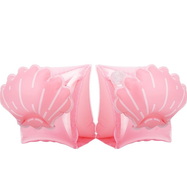 MoKo Swim Arm Bands for Kids, Toddlers Begin to Swim Inflatable Pool Floats Sleeves, Cute Cartoon Swimming Wings Armlets Rings Floaties Tubes, Water Sports Learning Swim Training Aids, Scallop