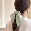 5 Pcs Floral Hair Scarf Scrunchies Bowknot hair ribbons Hand Bands Elastic Ropes Ponytail Holder Printed Flower Bow Scrunchy Soft Scarf Hair Ties for Women Girls