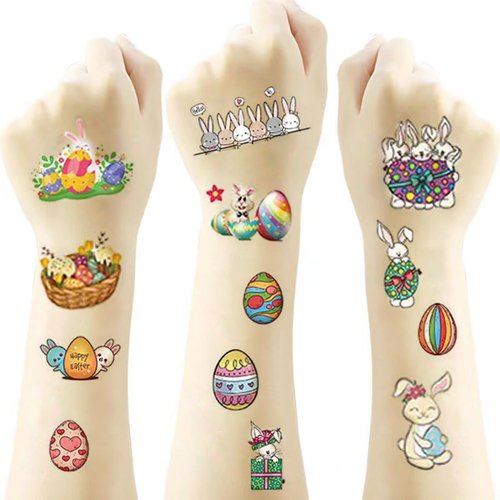 Easter Temporary Tattoos for Kids， Easter themed temporary tattoo stickers，easter basket stuffers，Easter atmosphere decoration 88Pcs