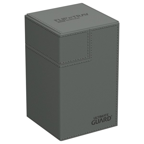 Ultimate Guard Flip 'n' Tray 100+, Deck Case for 100 Double-Sleeved TCG Cards +Dice Tray, Grey, Independent Magnetic Closure & Microfiber Inner Lining