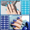 SILPECWEE 8 Sheets Blue Nail Wraps for Women Glitter Solid Color Nail Polish Stickers Stick on Nail Polish Strips Gel Nail Strips Self Adhesive Fingernail Manicure Design with Nail File