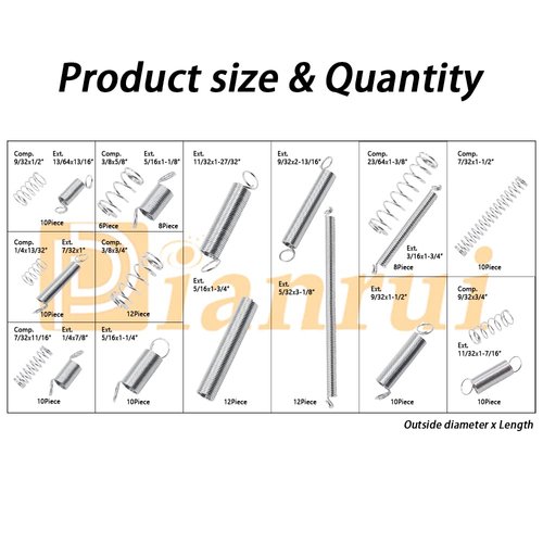 Dianrui 200PCS Spring Assortment Kit 20 Different Sizes Mini Zinc Plated Steel Compression and Extension Springs for DIY Repair Project K-P-038