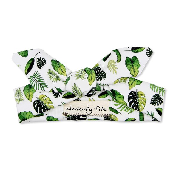 Organic Knotted Adjustable Headbands for Baby Girls - Tropical Summer Leaves