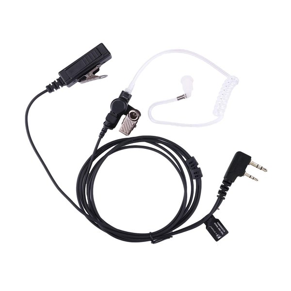 KS K-STORM Covert Acoustic Tube Walkie Talkie Earpiece Surveillance Headset with Mic Compatible with 2 Pin Kenwood Two Way Radio