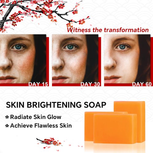 ORIENTLEAF Kojic Acid Soap, Turmeric Soap Bar, Fresh Citurs Scent, Gentle for face and body with Vitamin C, Shea Butter, Retinol, Olive Oil, Collagen (3 PACK)