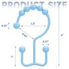 Titanker Shower Curtain Hooks, Rust Proof Shower Curtain Rings for Bathroom, Durable Metal Double Glide Shower Hooks Hangers for Bathroom Shower Rods Curtains, Set of 12 Hooks - Blue