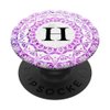 Cell Phone Pop Up Grip Holder,Monogram Mandala White Pink H PopSockets Grip and Stand for Phones and Tablets