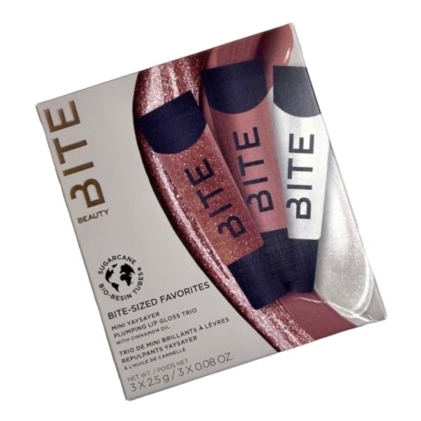 Bite Beauty Yaysayer Plumping Lip Gloss Mini Trio Cider Donut, Sugar Buns, Sugar Drizzle