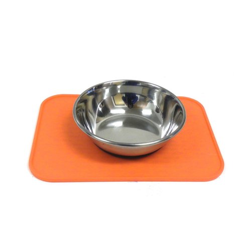 Small Pet Placemat for Single Bowl (Bowl Not Included) 8.5 in. X 6 in. (orange)